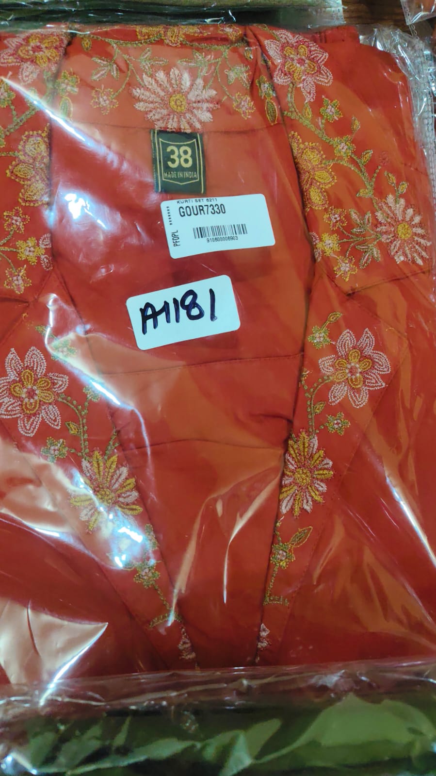 Orange pure cotton two piece cordset (A1181)