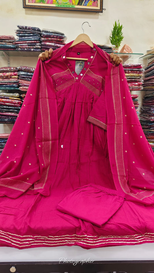 Pink pure cotton Aliya three piece set (A1183)