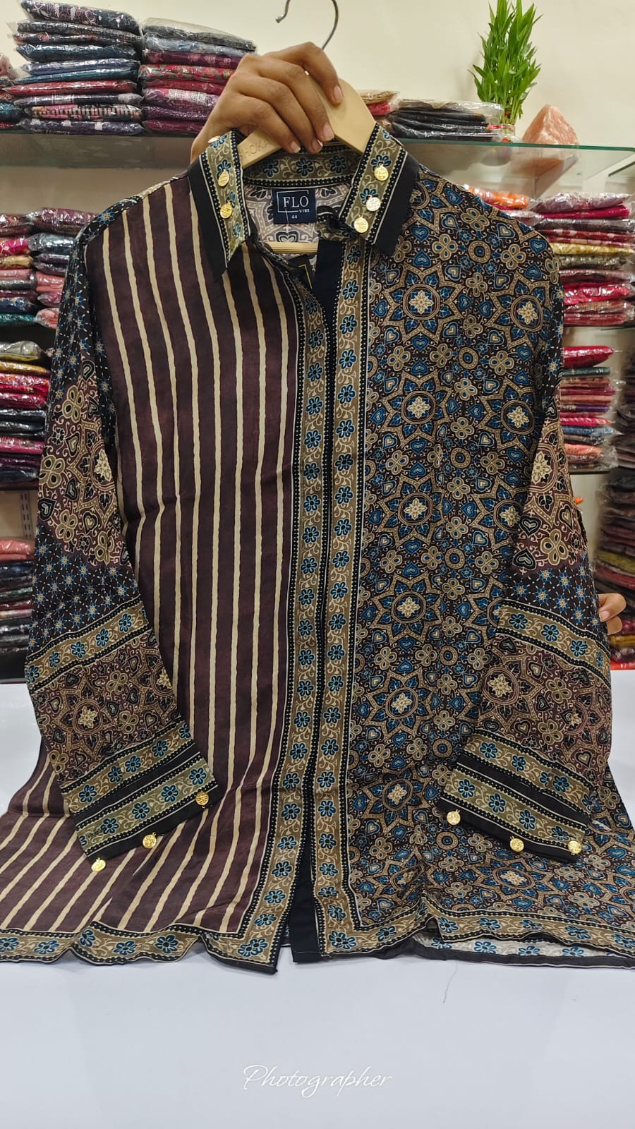 Brown pure crape shirt (A1156)