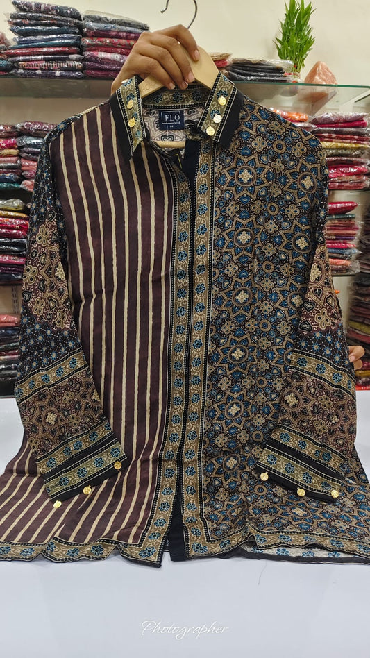 Brown pure crape shirt (A1156)