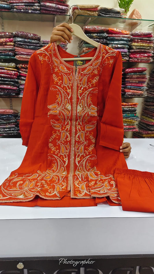 Orange pure mul silk cordset (A916)