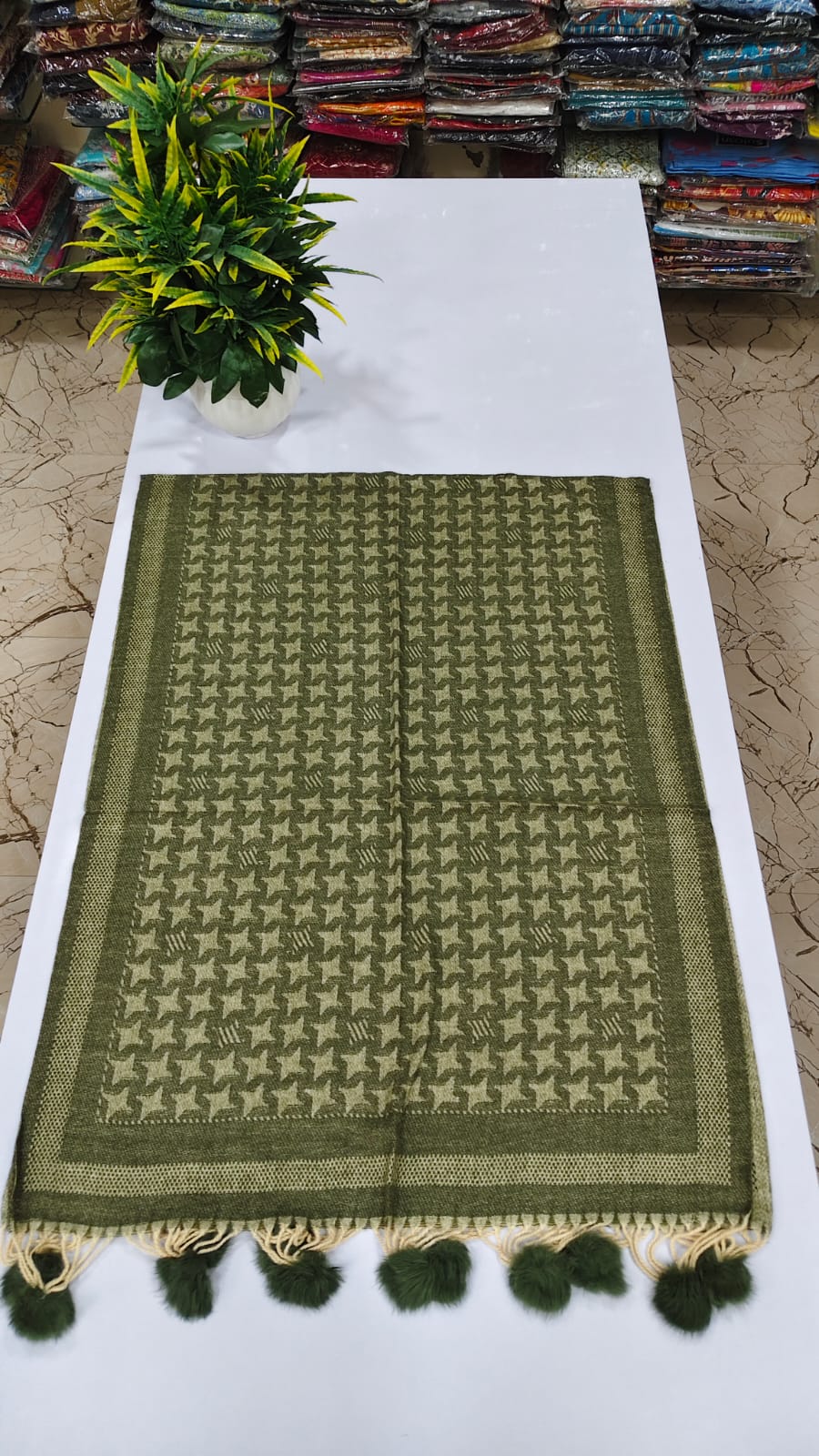 Premium super soft warm stole with pompom (Z25)