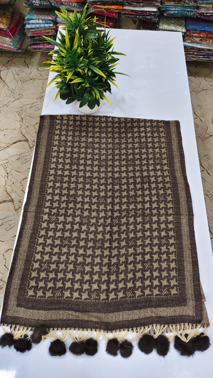 Premium super soft warm stole with pompom (Z25)