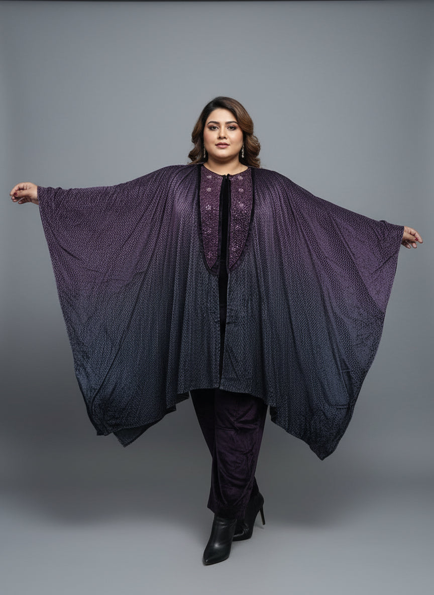 Velvet cordset with designer cape style piece (W34)