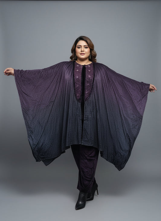 Velvet cordset with designer cape style piece (W34)