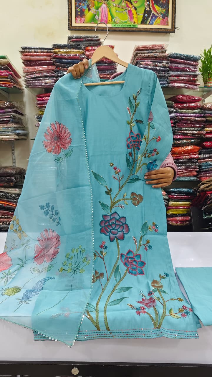 Pure muslin with a lining three piece set (A1482)