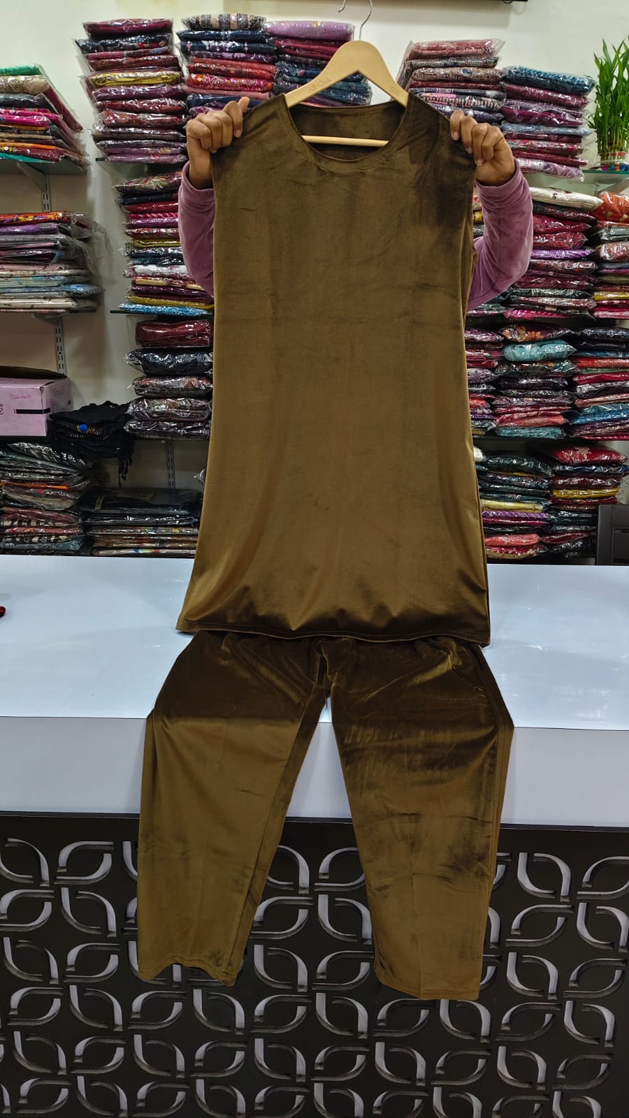 Premium velvet detachable shrug two piece set( B43)