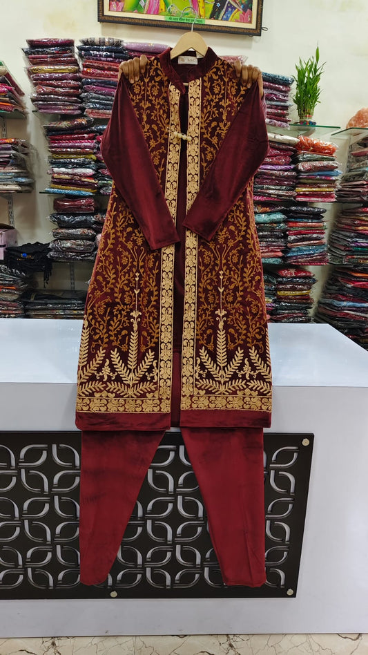 Premium velvet detachable shrug two piece set( B43)