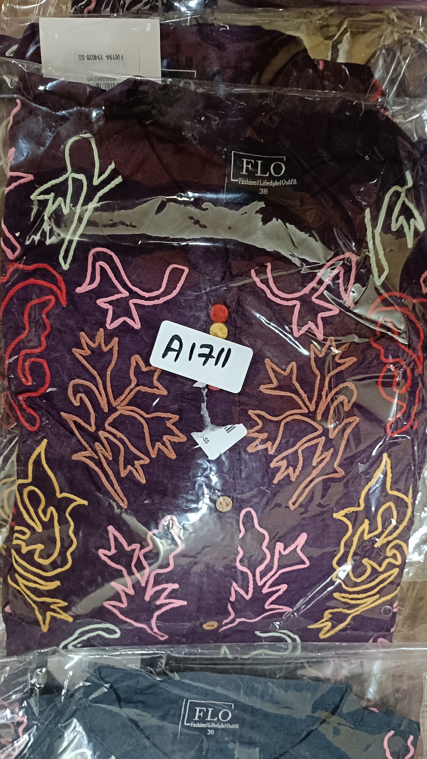 Purple thread work muslin cordset (A1711)