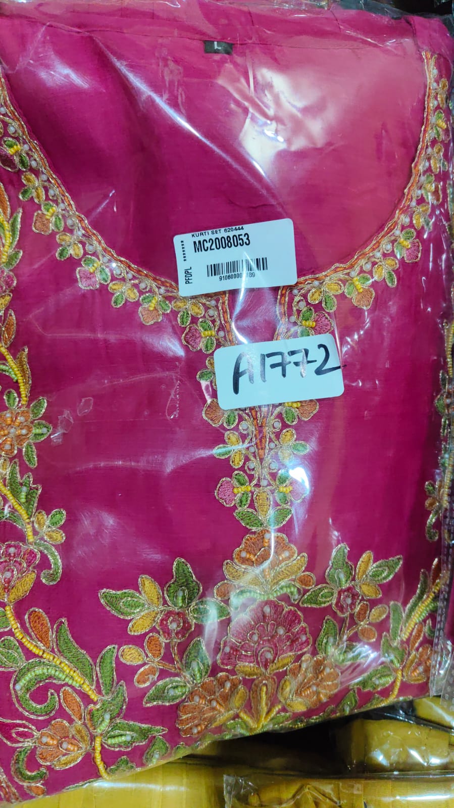 Pure mul chanderi full hand work three piece set (A1772)