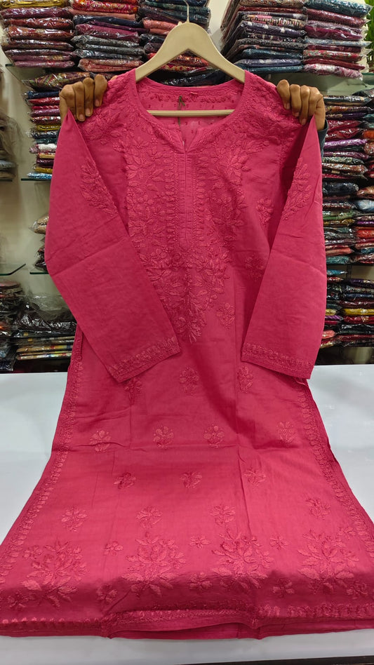 Cotton modal full chikankari only kurti (A1768)