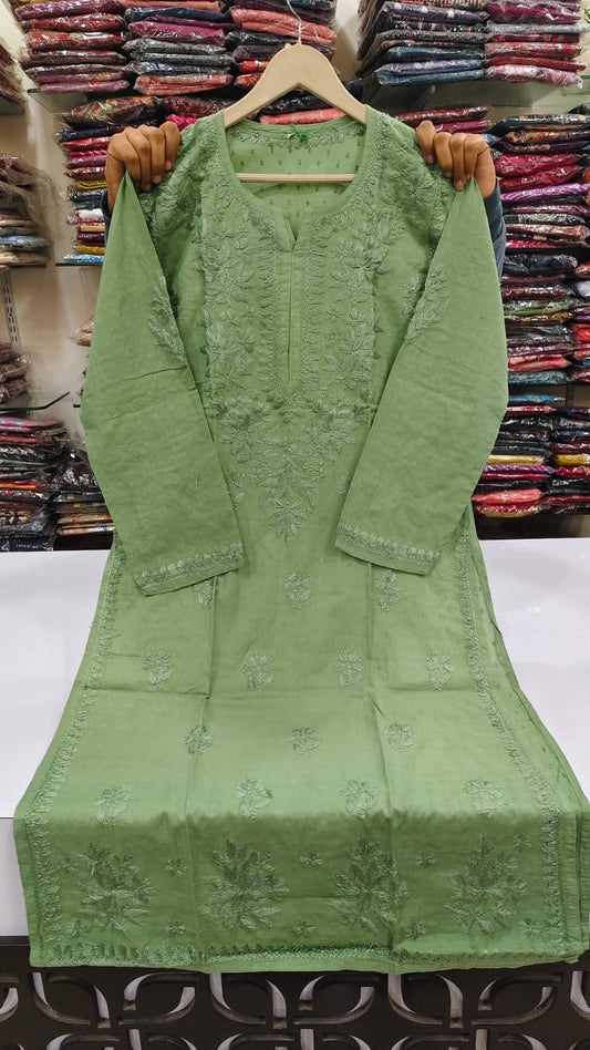 Cotton modal full chikankari only kurti (A1769)