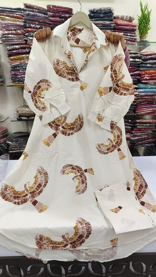 Pure cotton loose pattern two piece cordset (A1874)