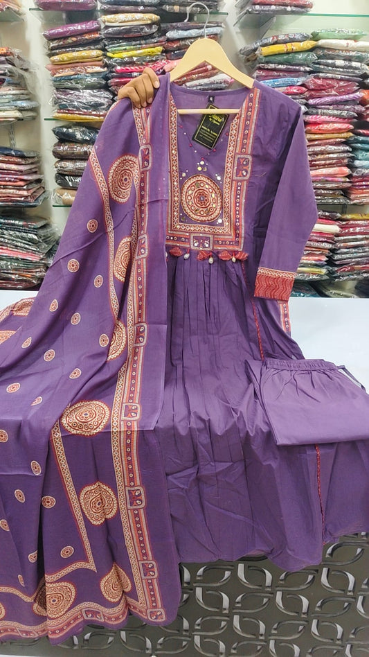 Purple pure cotton three piece set (A1915)