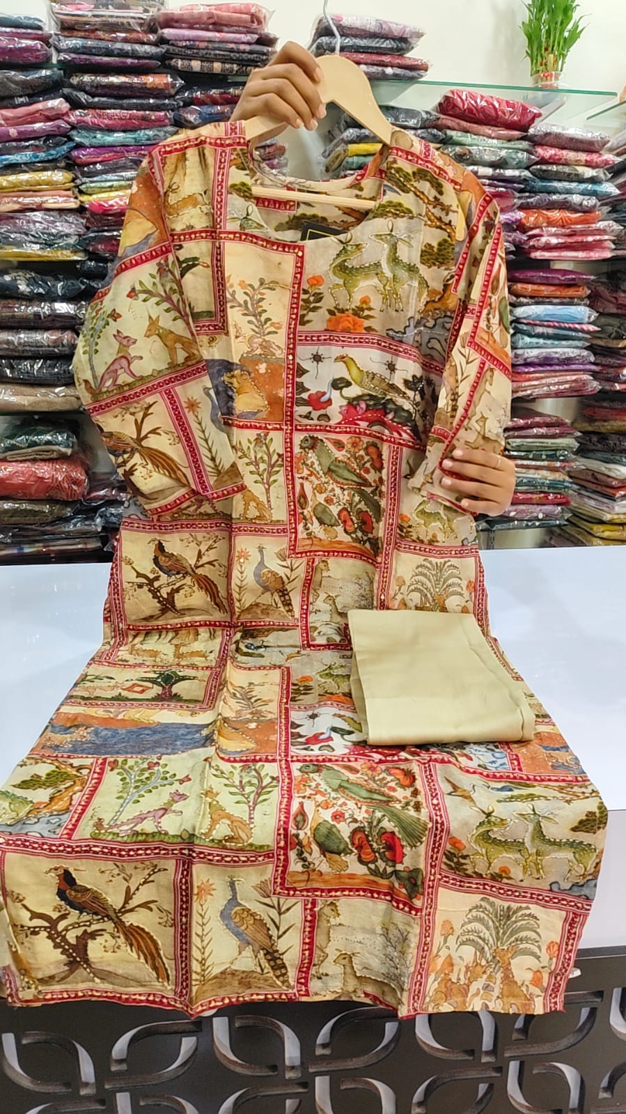 Cotton muslin full katha two piece cordset with lining (A1789)