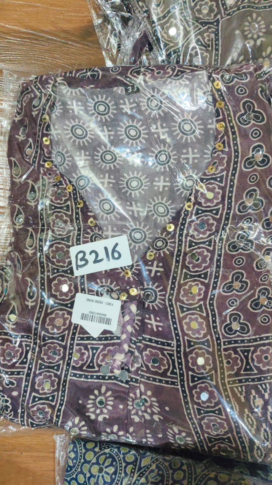 Pure crape Ajrakh print loose fit upto 46 size (B216)