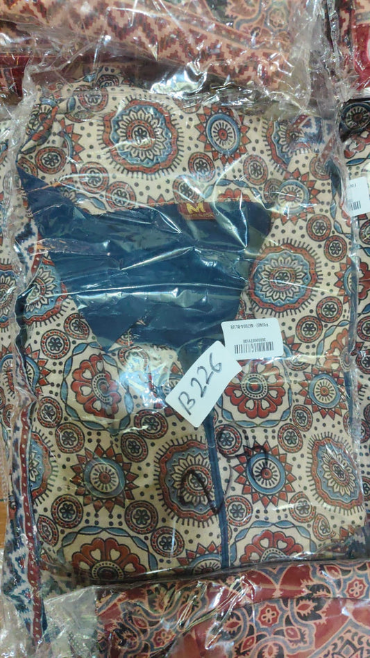 Handloom cotton Ajrakh print smart one piece dress length 47 inch (B226)