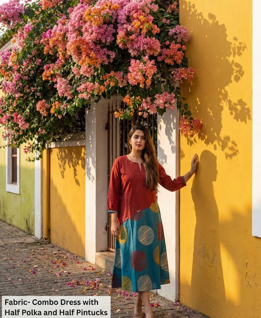 Pure cotton smart one piece dress length 46 inch (B250)