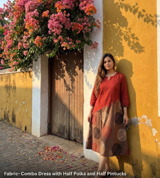 Pure cotton smart one piece dress length 46 inch (B251)