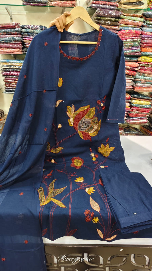 Pure cotton fully embroidered three piece set (B273)