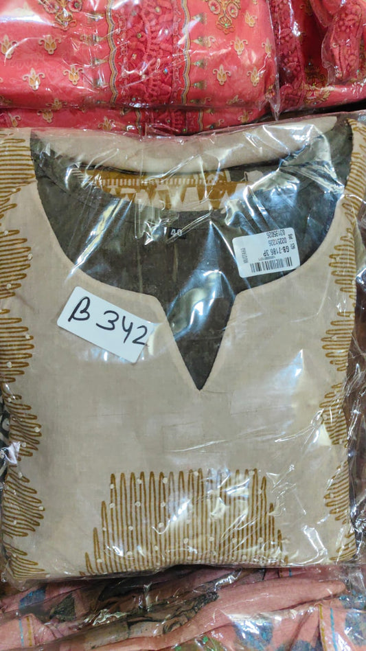 Cotton with lining and full katha work three piece set (B342)