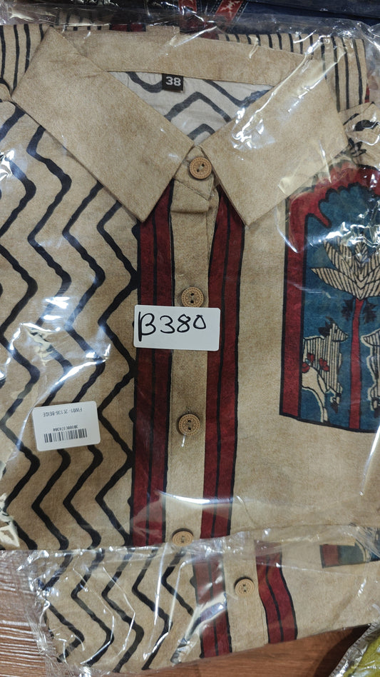 Pure crape Ajrakh print smart shirt (B380)