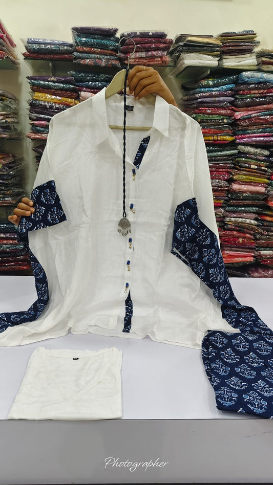 Pure muslin kaftan set with neck piece smart two piece cordset (B447)