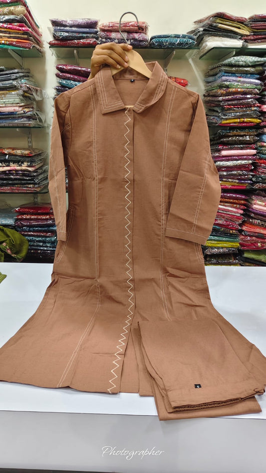 Cotton linen smart two piece cordset (B639)