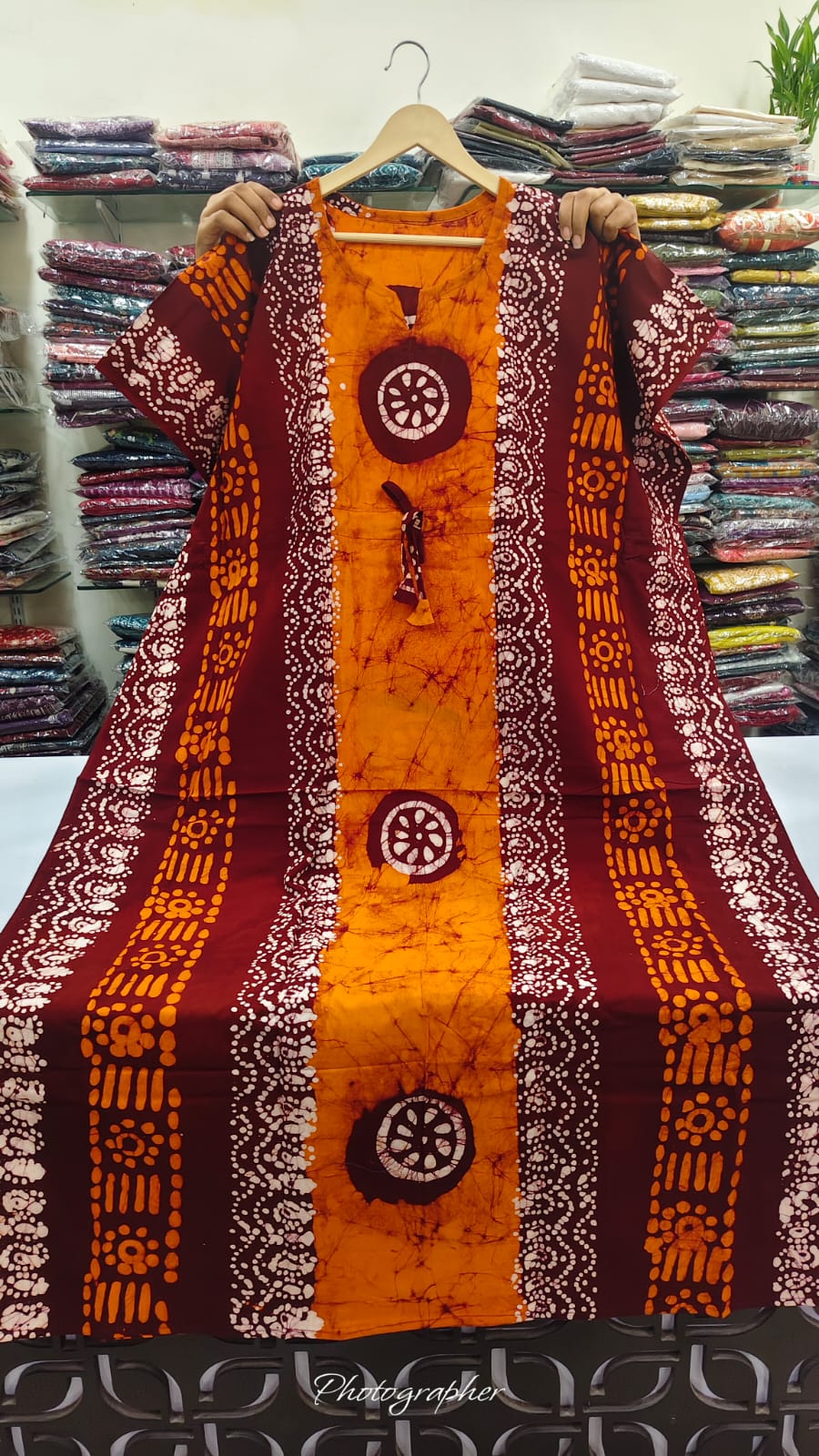 Cotton kaftan gown free size till 46 (B710)