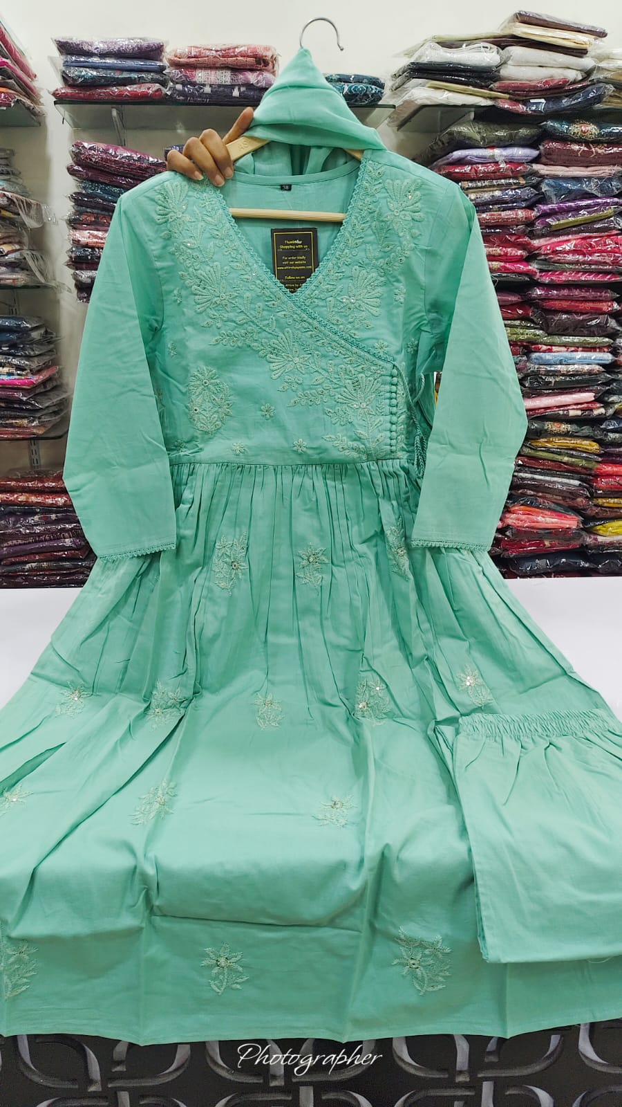 Cotton chikankari three piece set (B492)
