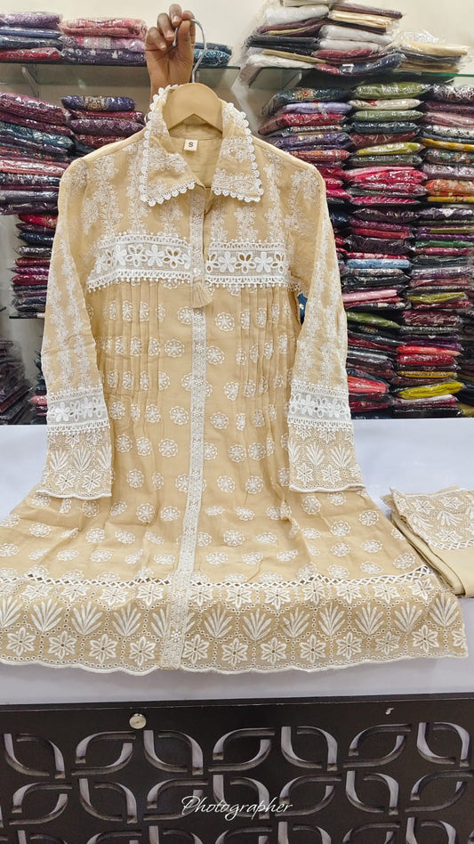 Cotton fully embroidered two piece cordset (B798)
