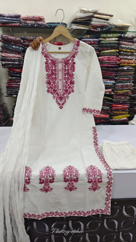 Cotton embroidered three piece set (B796)