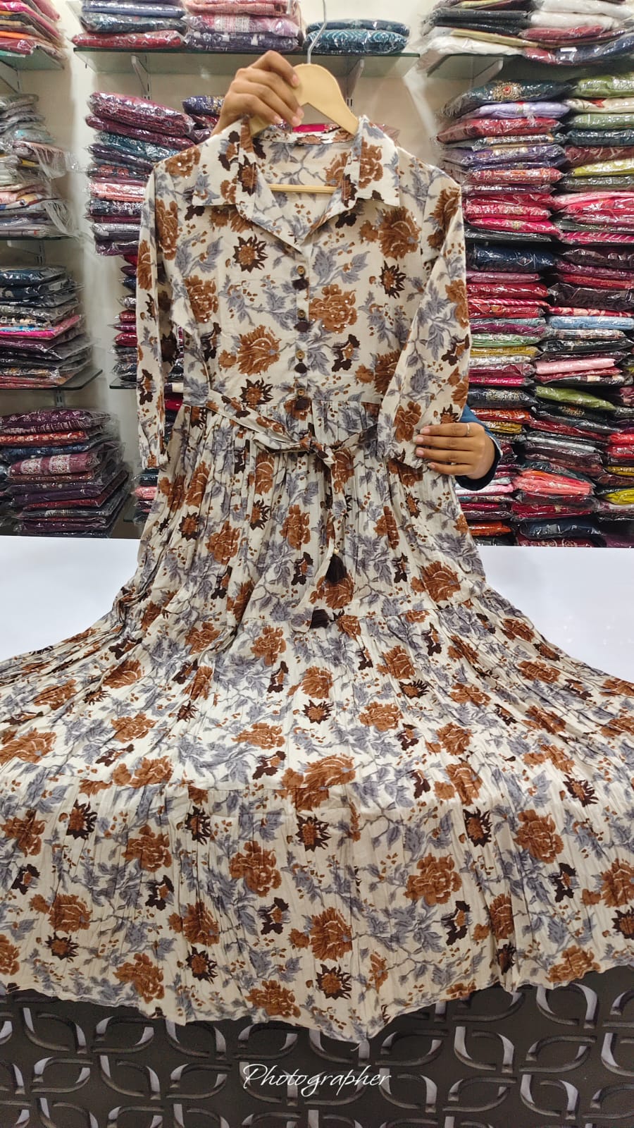Pure cotton flared one piece dress (B801)