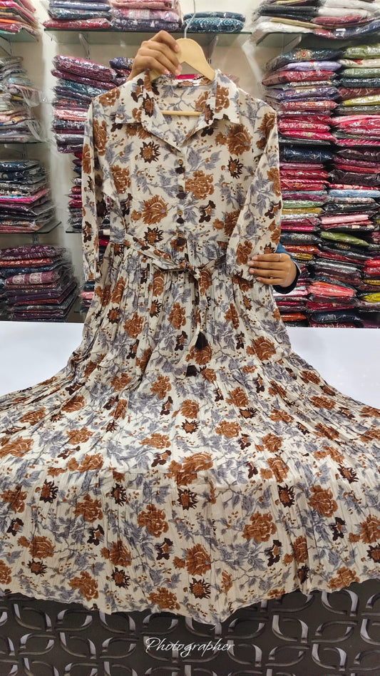 Pure cotton flared one piece dress (B801)