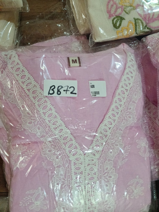 Full chikankari with mul lining three piece set (B872)