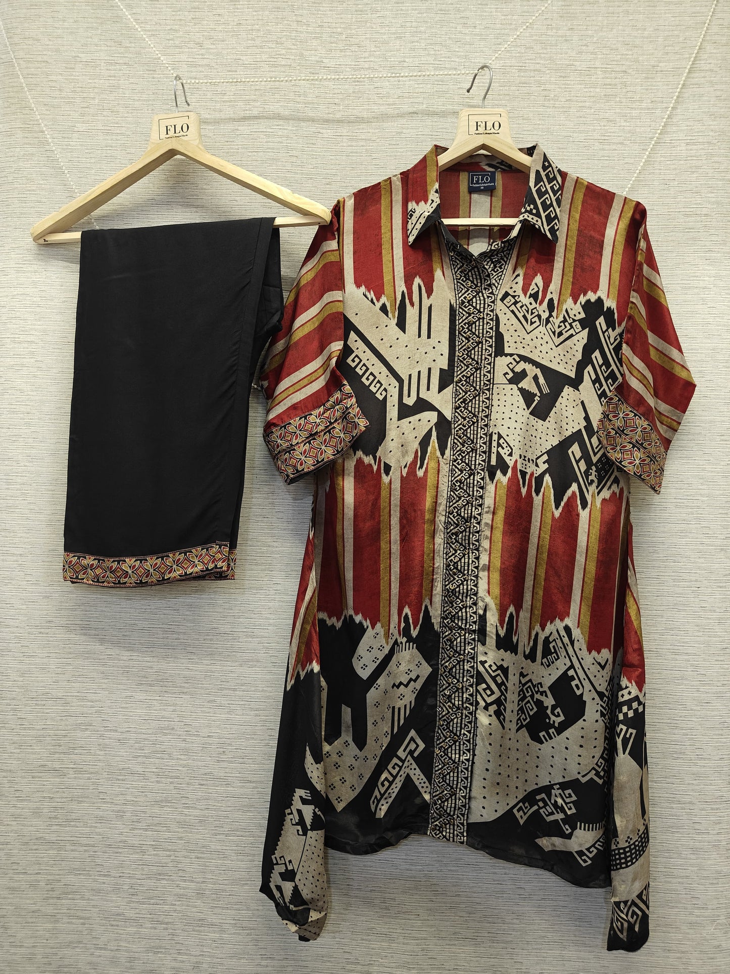 Smart pure crape digital print two piece cordset (B958)