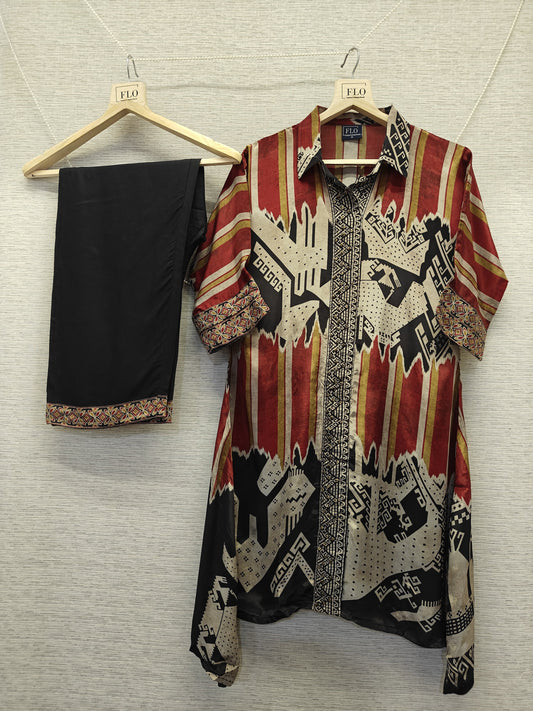 Smart pure crape digital print two piece cordset (B958)