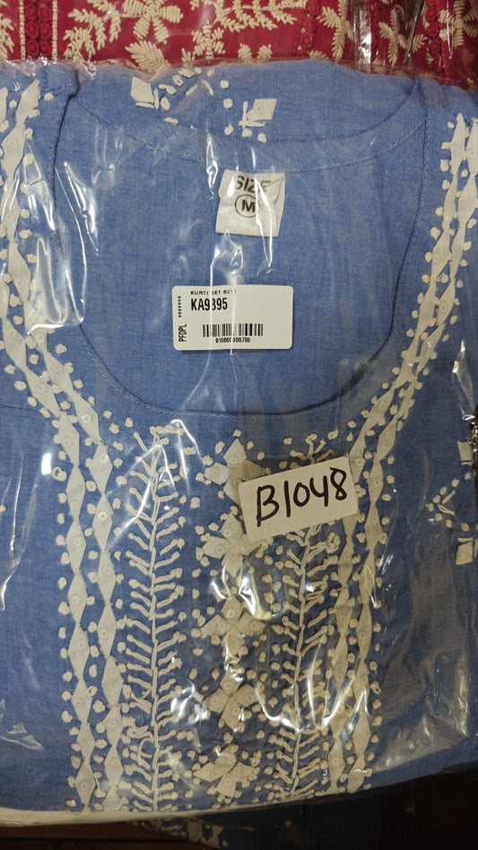 Denim look like with thread work three piece set (B1048)