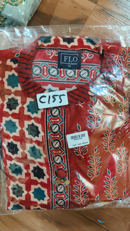Pure crape Ajrakh print smart two piece cordset (C155)