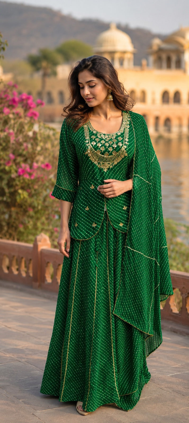 Georgette with full gota work three piece set,(C216)