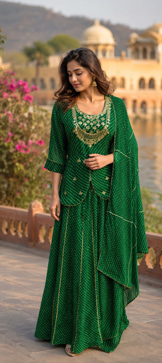 Georgette with full gota work three piece set,(C216)