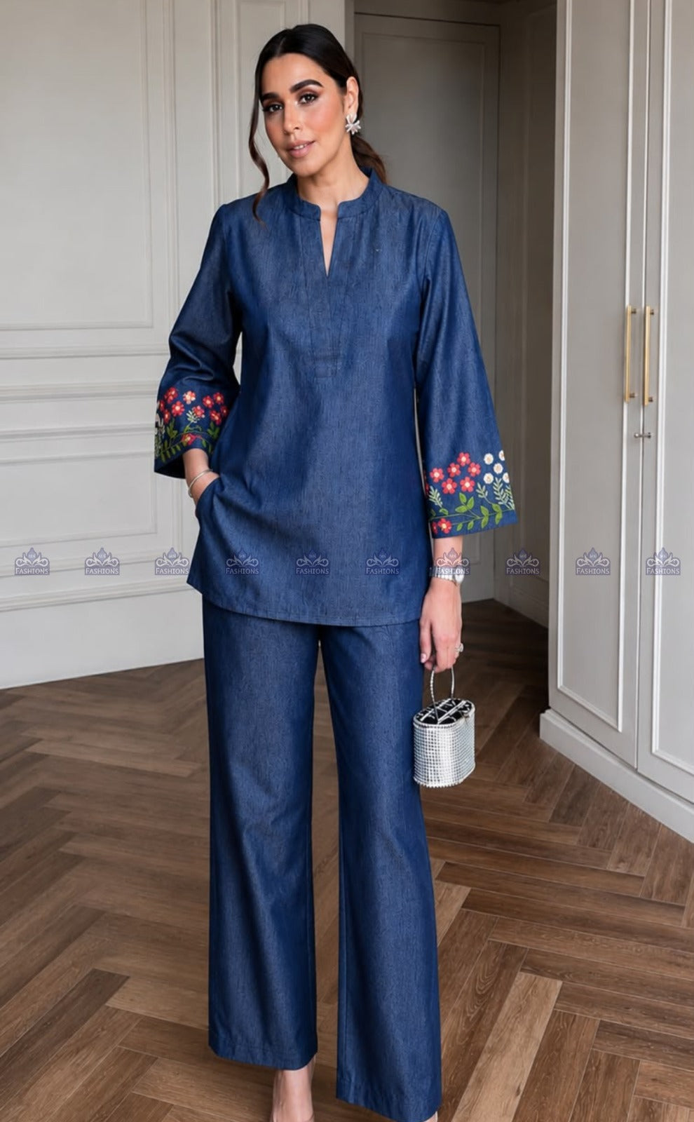 Smart denim two piece cordset (C213)