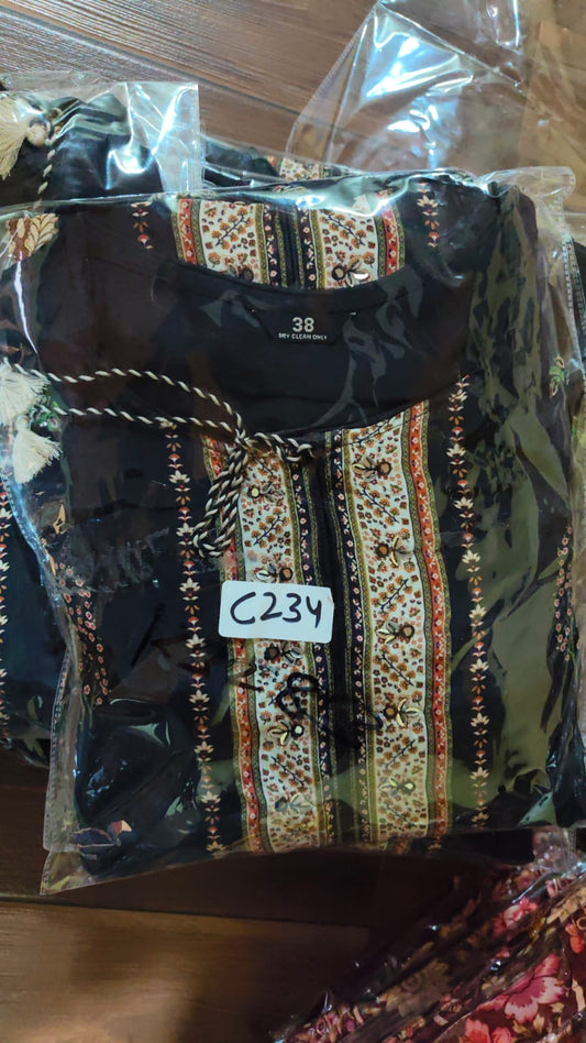 Natural crape with mul lining three piece set (C234)