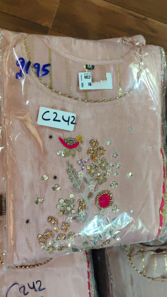 Pure mul chanderi with lurex lining three piece set (C242)