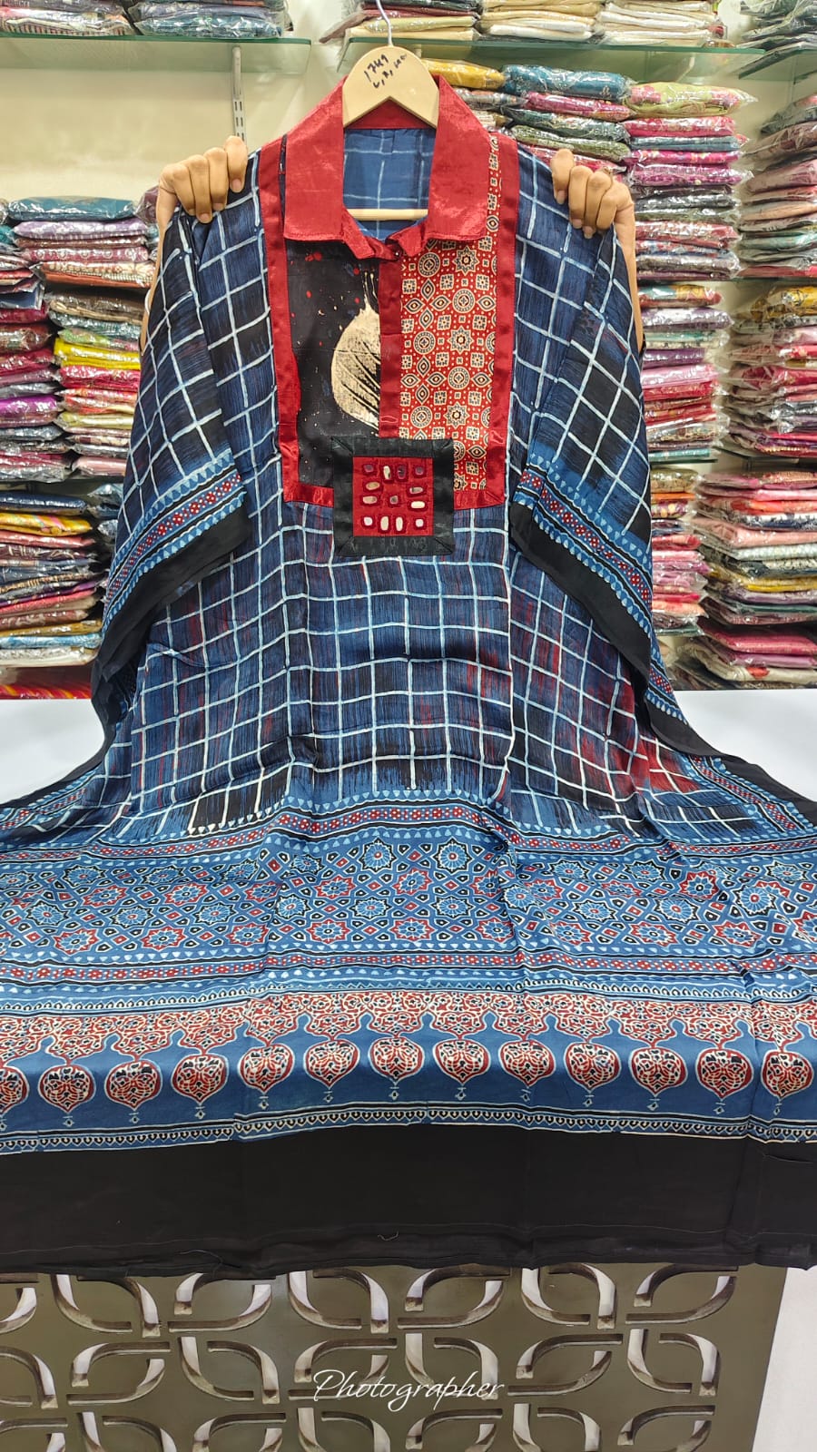 Pure modal silk orginal ajrakh print only kaftan upto 48 sizs (C268)