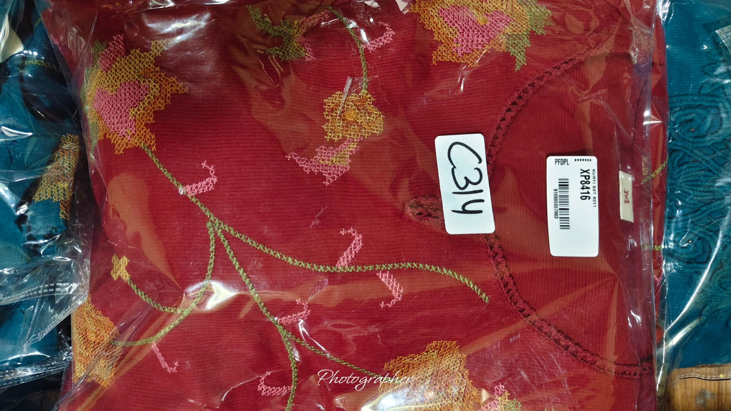 Pure cotton fully embroidered three piece set (C314)