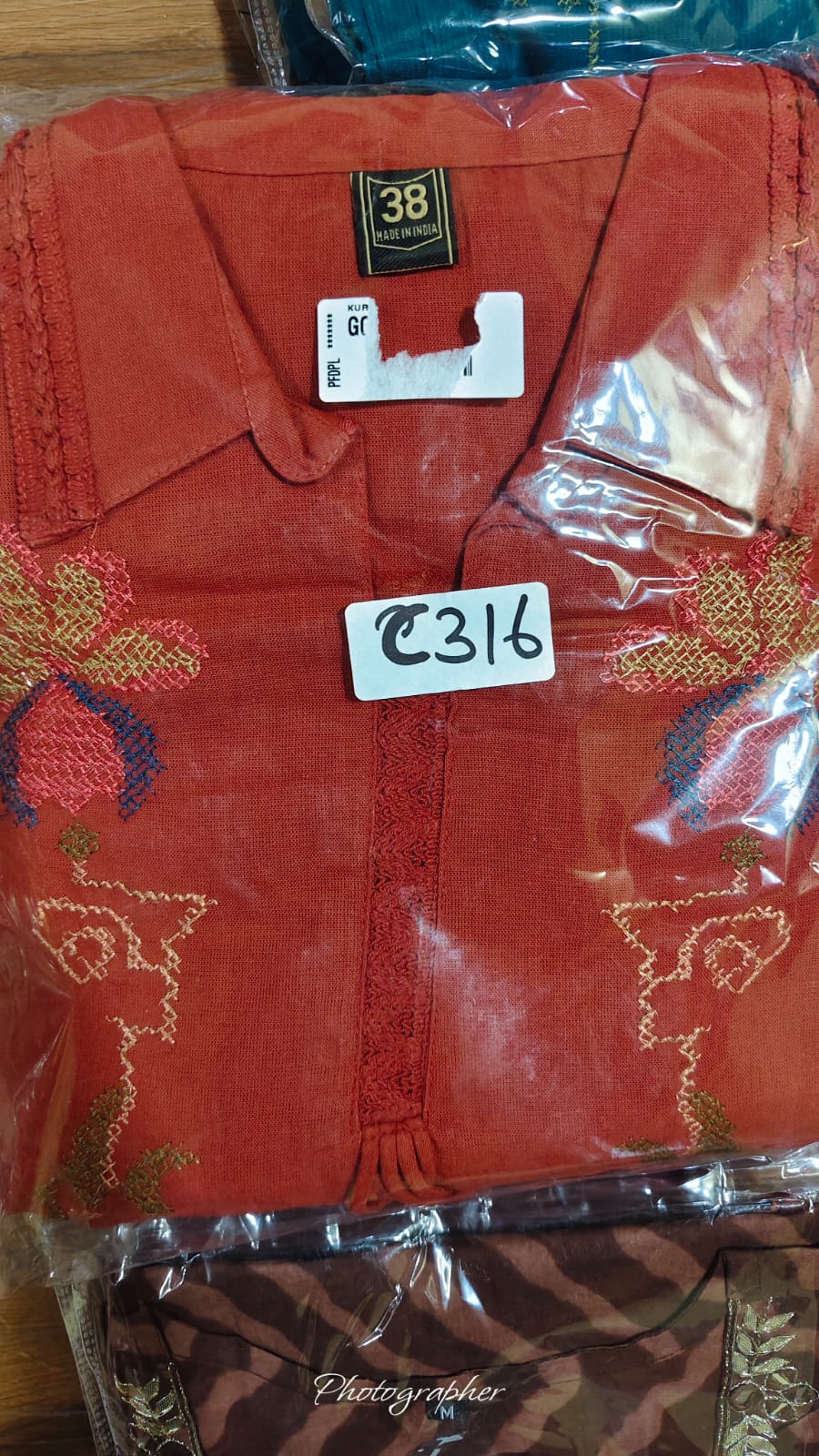 Handloom cotton full thread work three piece set (C316)
