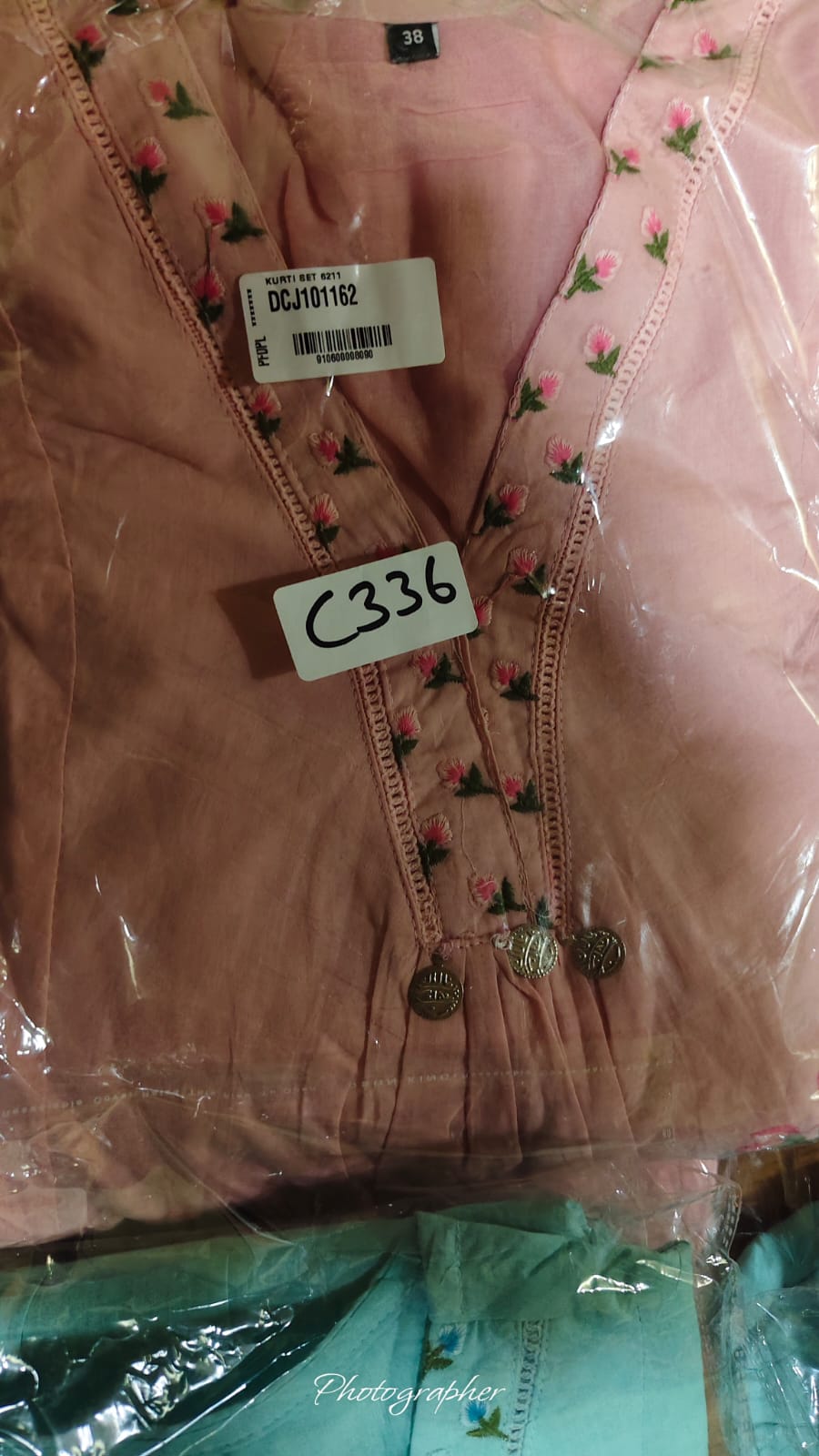 Mul cotton with embroidery three piece set (C336)