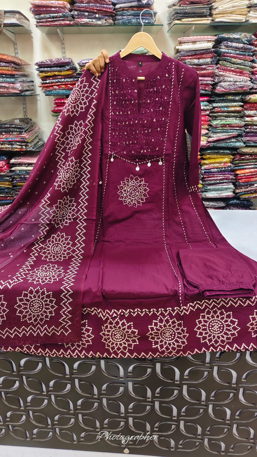 Pure cotton flared anarkali three piece set (C343)