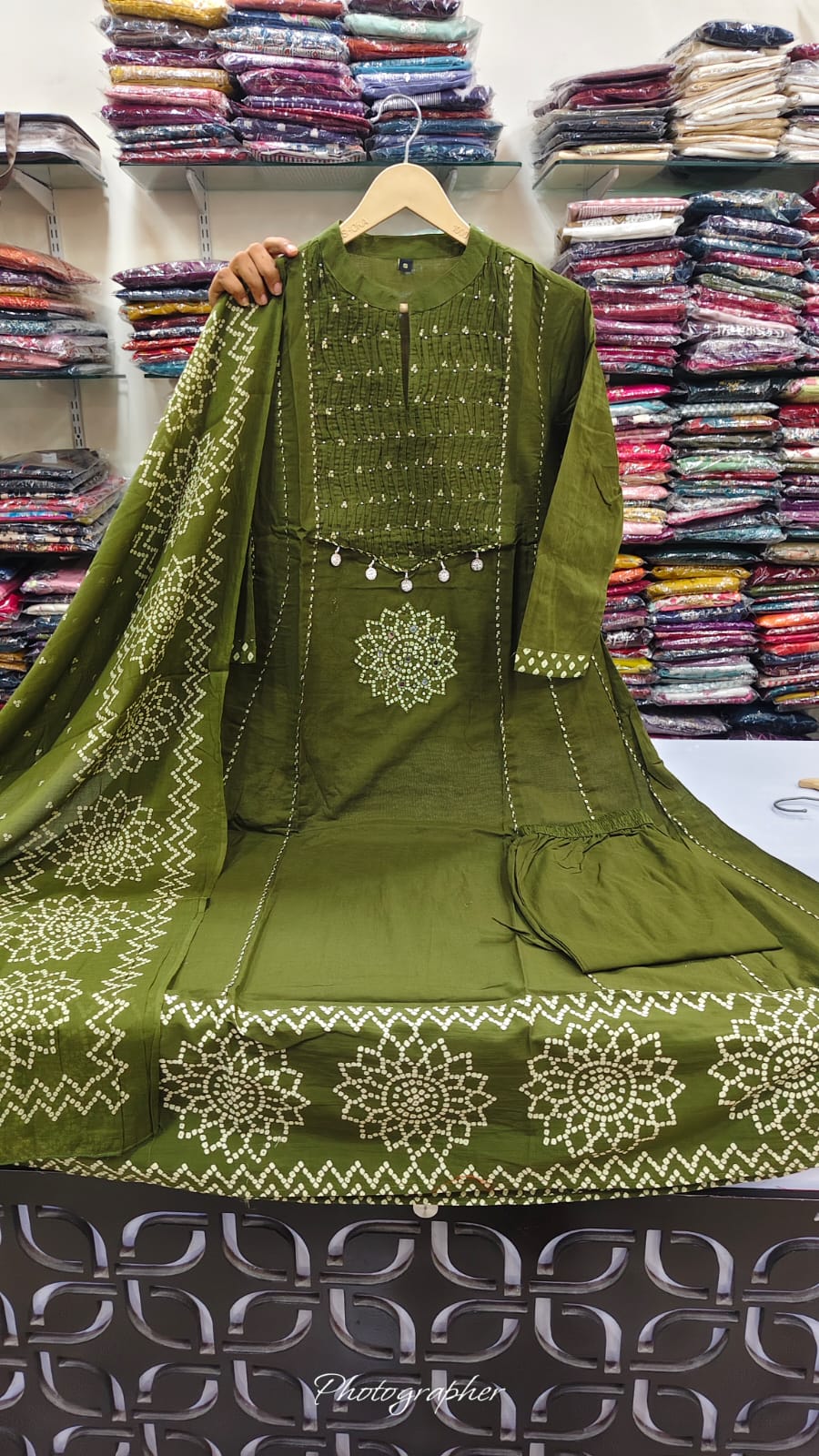 Pure cotton flared anarkali three piece set (C344)